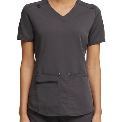 NWT Scrubstar Ultimate Stretch Scrub Top Women Medium Pewter Gray V-Neck