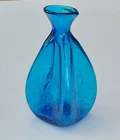 Vintage Blenko Winslow Anderson Crackle Glass 7" Vase, Etched Logo