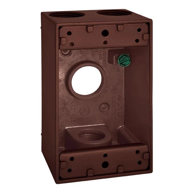 SIGMA ENGINEERED SOLUTIONS Sigma Electric 14251BR Metal Bronze 4-Hole Weatherproof Outlet Box 1/2 in.