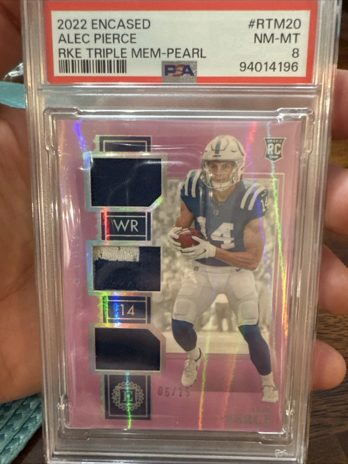Alec Pierce Panini Encased Rookie Triple Memorabilia #RTM20 Pearl