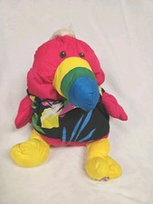 Fisher Price WILD THINGS PUFFALUMP PINK TOUCAN Plush Hawaiian Shirt Vintage 1987