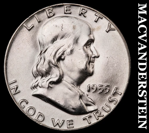 1955 Franklin Half Dollar- Lustrous Choice Gem Brilliant Uncirculated  #i4821