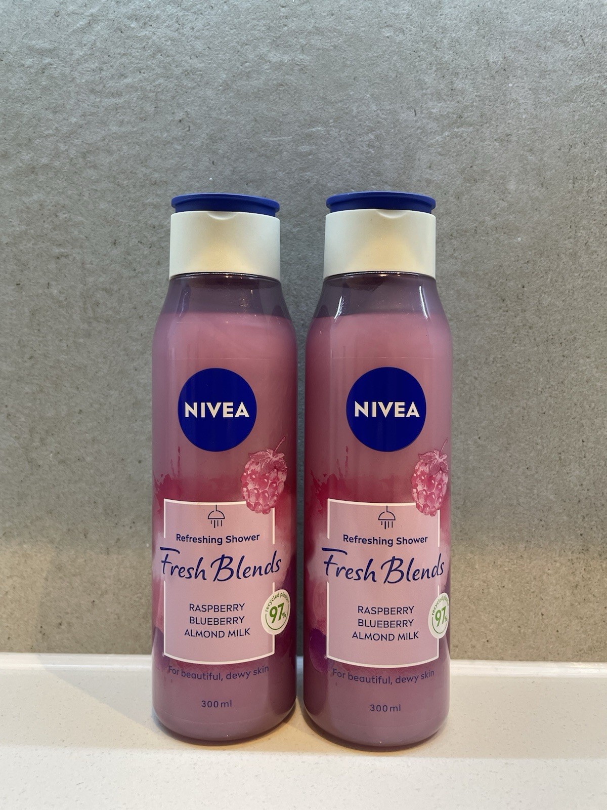 2 x Nivea Raspberry Blueberry Almond Milk Shower Wash 300ml