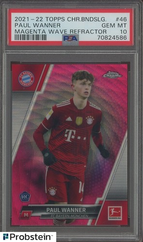 2021 Topps Chrome Bundesliga Magenta Wave Refractor Paul Wanner RC /399 PSA 10