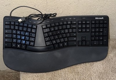 Microsoft Ergonomic Keyboard Wired USB Black Model 1878 *TESTED* Free-Ship