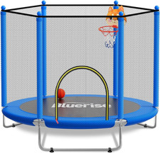 60" Trampoline for Kids 5FT Toddler Trampolines Indoor/Outdoor with Adjustable G