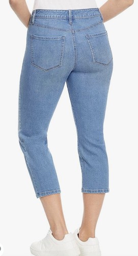 Nine West Canyon Blue Capri Crop Size 4 Mid Rise Denim Jeans Stretch Christie - Picture 2 of 9