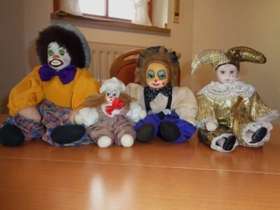 Harlekin 1 x und 3 x Clown - Puppen - Bild 1 von 4