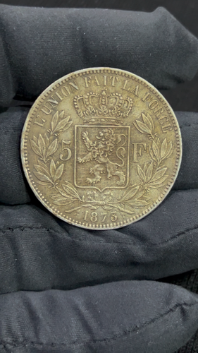 5 Francs 1873 LEOPOLD II Belgium Silver Coin - Video 1 of 1