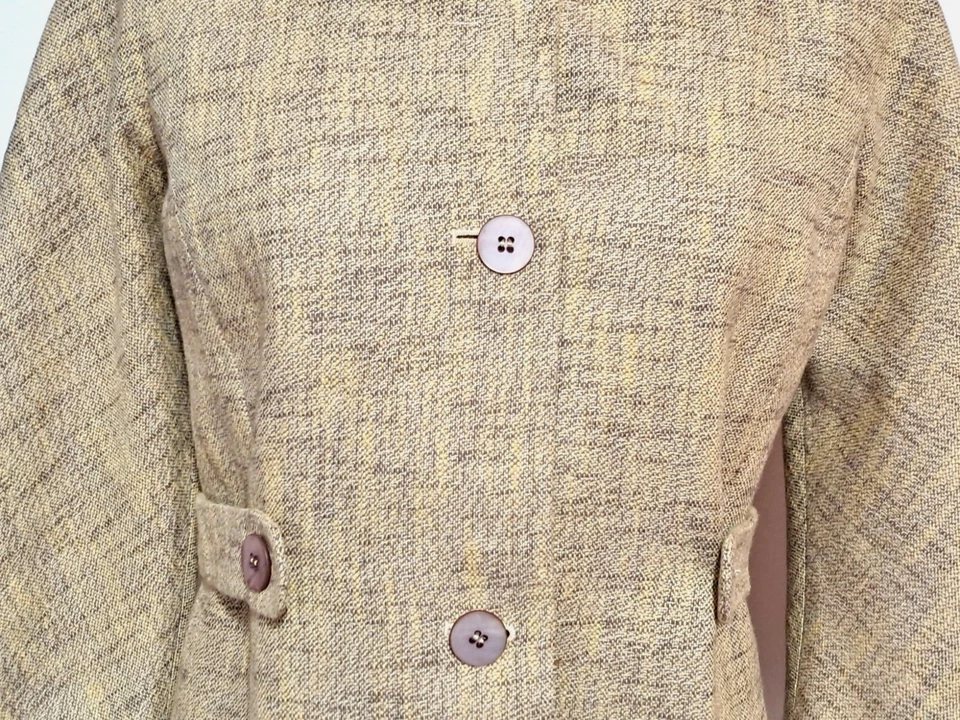 Barneys New York Blazer Womens Siza 8 Jackie O Style Yellow Brown Tweed Made In - Image 3 of 4