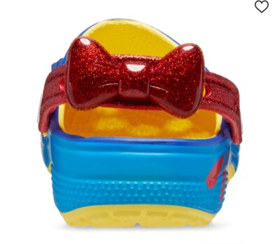 Disney Snow White Crocs Classic Clogs Blue Yellow Red Bow Jibbitz Men 13 Snow White Crocs Classic Clog - Little Kid / Big Kid  main image 3