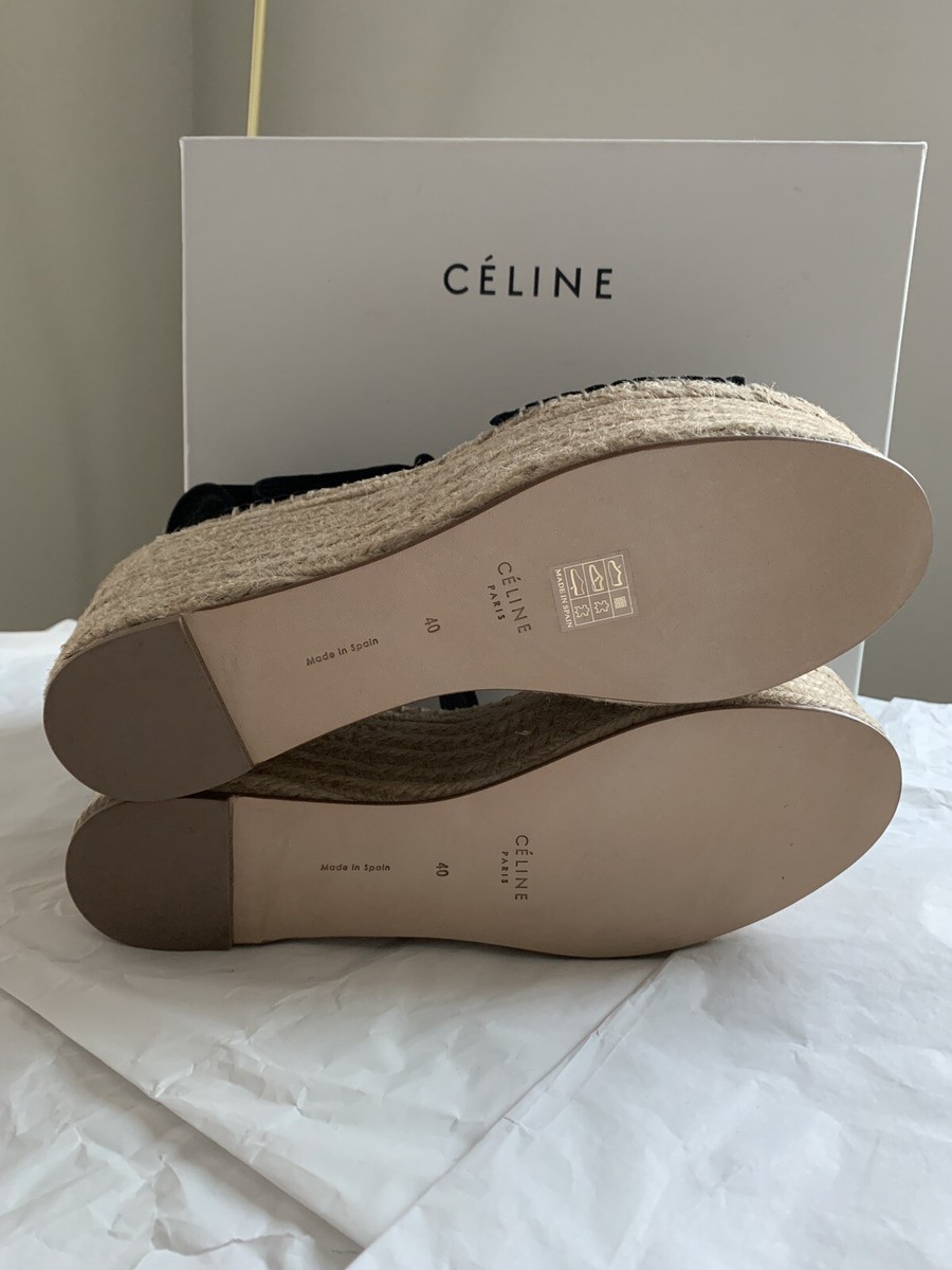 CELINE Espadrilles Black Velvet Scratch Wedge Platform CELINE Espadrilles Black Velvet Scratch Wedge Platform