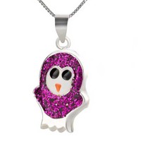 AnhäNger Kette Eule Lila 925 Silber Kinder MäDchen Halskette KettenanhäNger