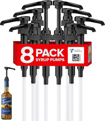Syrup Pump for Torani, Davinci and Jordan Skinny 750Ml Bottles, 8-Pack (Black)