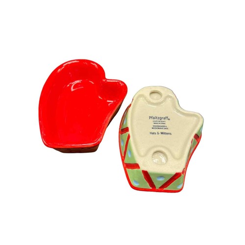 Set of 2 Pfaltzgraff Mitten Shaped Red Candy/Condiment/Trinket Dishes - EUC - Picture 3 of 3