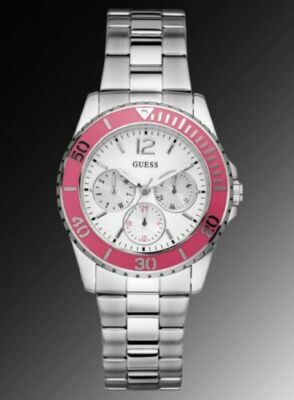Guess Ladies Chronograph Stainless Pink Bezel Watch U10598L2  display picture 1