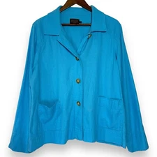 Pendleton XL Linen Button Down Shirt Womens Petite Long Sleeve Lagenlook Casual