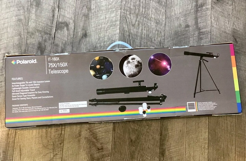 Polaroid IT-160X 75X/150X Refractor Telescope With Full Size Adjustable