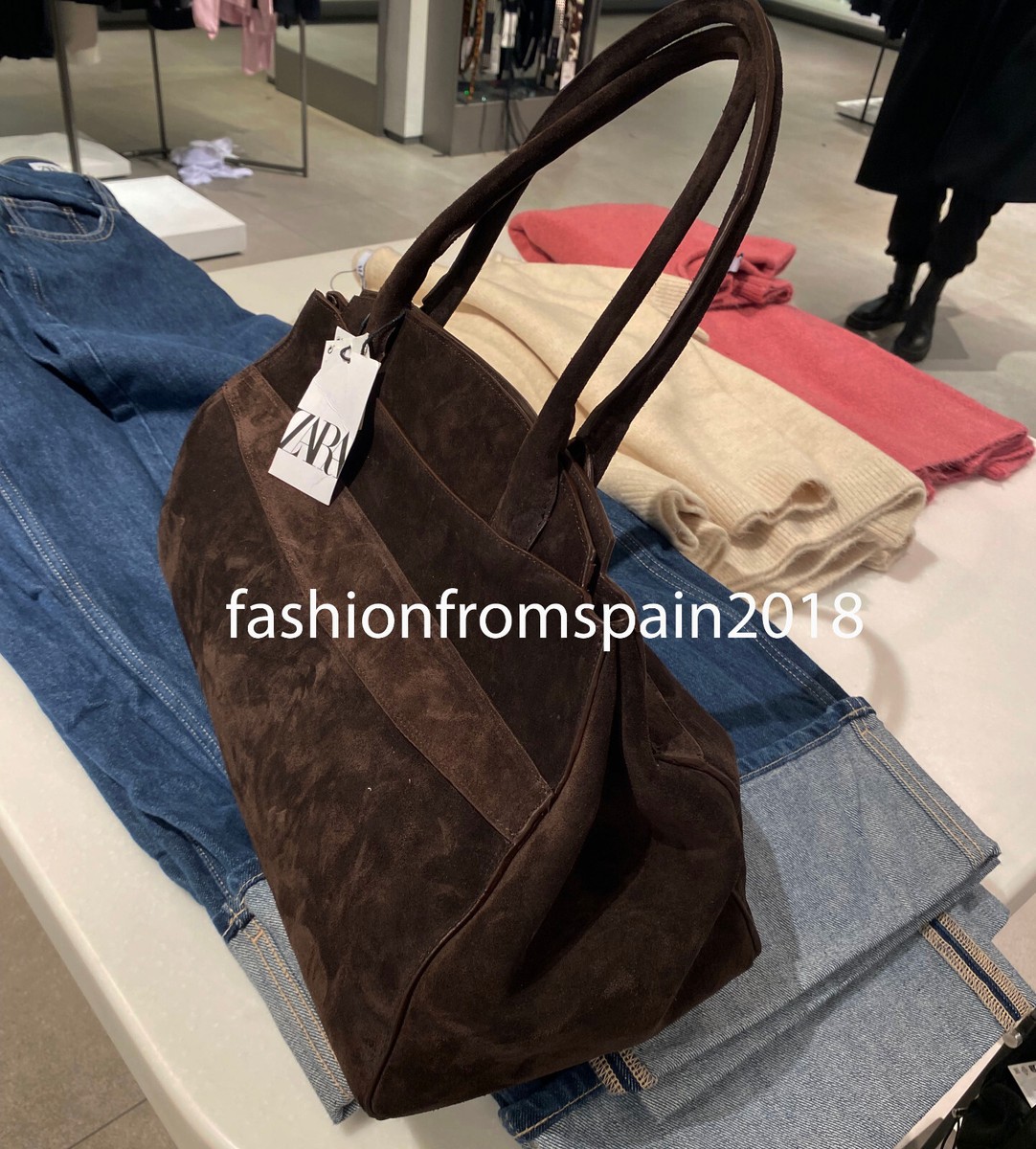 Zara 2024 スピリットスエードバッグ チョコレートブラウン美品 Zara