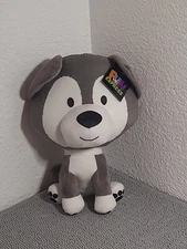 Dog Husky Gray White Plush big head Stuffed Animal Fun Express 2019 RARE