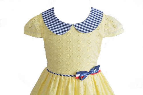 Vestido de Verano Niñas Algodón Floral Bordado Rosa Caliente Amarillo 4 5 6 7 8 Años - Imagen 7 de 7