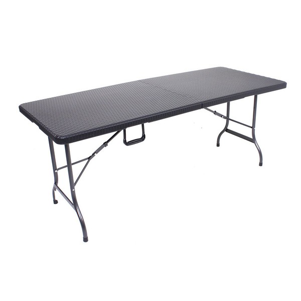Gartentisch Klapptisch Partytisch Klappbar Rechteckig In Rattan Optik Schwarz-image