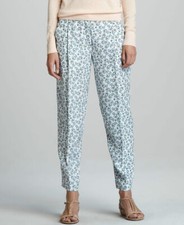 Theory Size 6 Womens Rina Print Pondicherry Silk Relaxed Trouser Pants Aqua $265