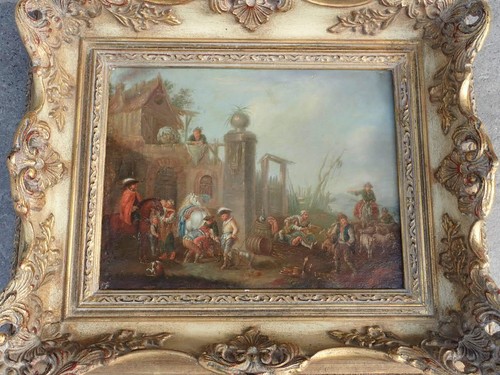 Antikes fein gemaltes Gemälde beim Hufschmied - Niederlande 17th Jahrhundert - Bild 3 von 12