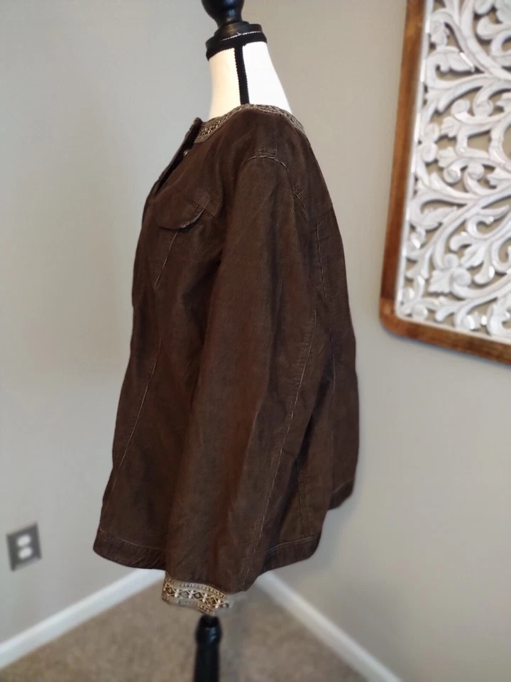 AVX Avenue Jeans Corduroy Jacket Womens Size 22/24 NWT Brown Perfect For Winter - Image 3 of 4