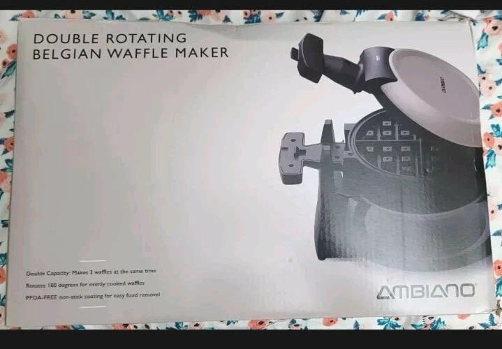 Ambiano Double Rotating Belgian Waffle Maker-Makes 2 Extra-Thick Waffles-NEW-NIB
