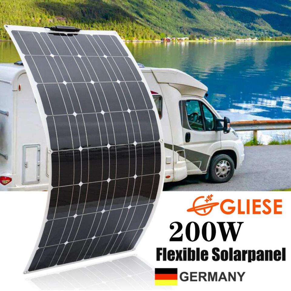 GLIESE 200W Flexibel Solarpanel Solarmodul Monokristallin Wohnmobil Camping Wohnwagen