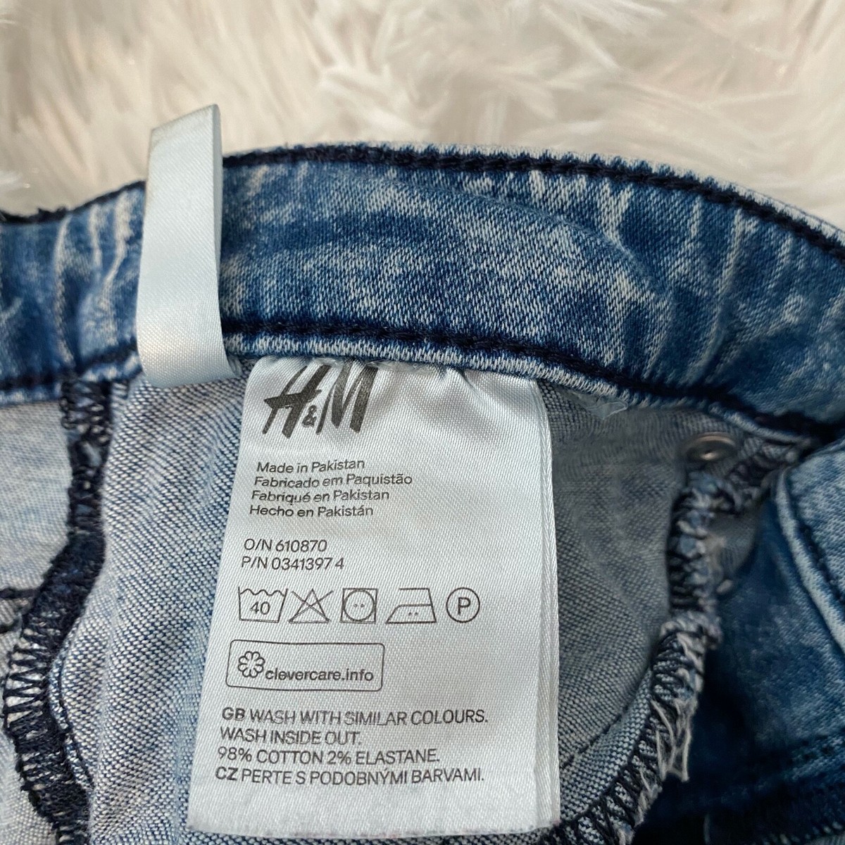 &Denim H&M GIrls 13-14Y Super Skinny Fit Acid Washed Jeans 28