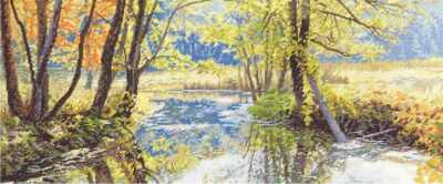 Half Cross Stitch by Panna PS-1002 - Stream at the Forest Edge
