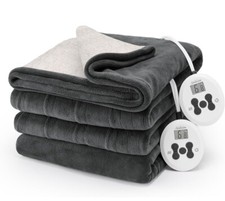 Sunbeam Royal Luxe Sherpa Night Fog Heated Blanket - King Size New Free Ship