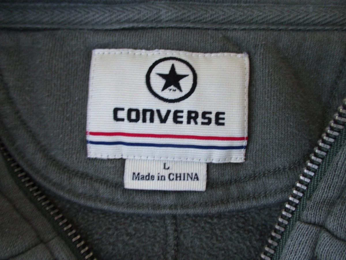 Converse One Star Sweater Adult Large Green Hoodie Full Zip Sweatshirt Logo Mens