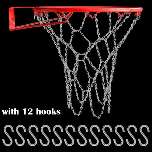 Basketball Ring Metal Chain Net Heavy Duty Mesh Official Size Rims Hoop 12 Loop - Picture 3 of 7
