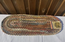 Capel American Flat Braid Old Homestead Braided Rug Multicolored USA 30” X 12”