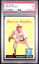 1958 TOPPS #118 HARVEY HADDIX PSA EX 5