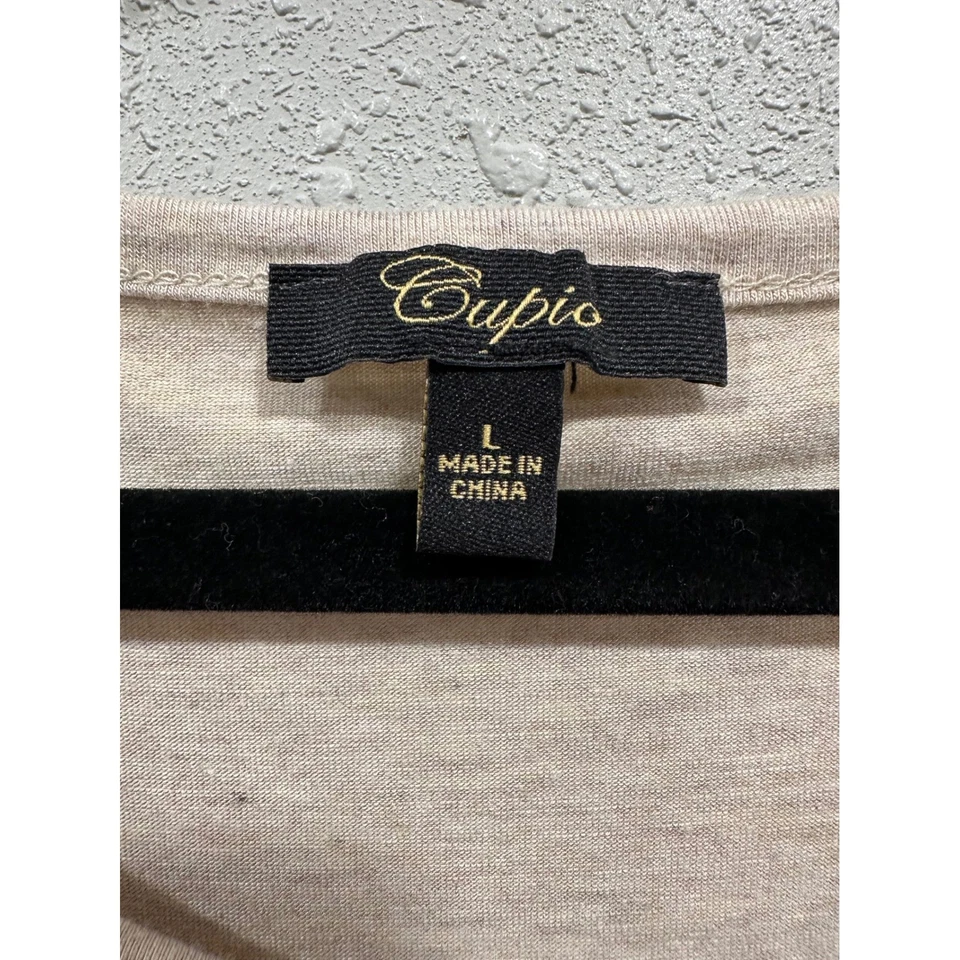 Cupio 女式长袖上衣,L 码,米色基本款束腰衬衫 — 第 3/4 张图片