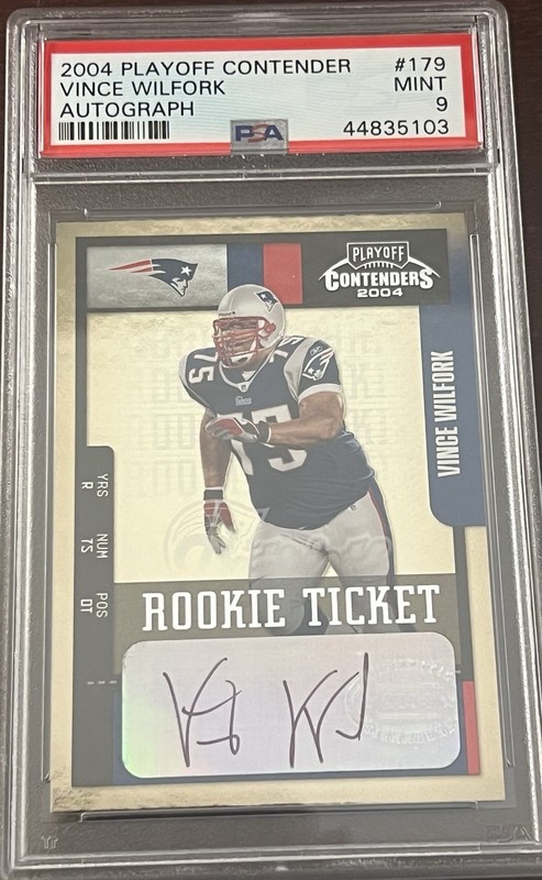 2004 Playoff Contenders - Rookie Vince Wilfork Auto-/315 (AU, RC)-PSA 9-READ