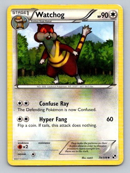 2011 Pokemon Card Black & White Watchog 79/114