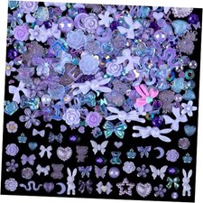 100 Pieces 3D Resin Butterfly Bear Nail Charms Rose Flower Peach Skirt Purple
