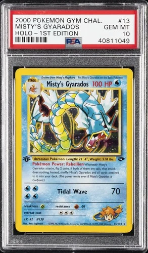 2000 POKEMON GYM CHALLENGE HOLO-1ST ED #13 MISTY'S GYARADOS PSA 10