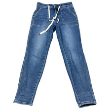 Judy Blue Jeans Women 5 27 Jogger Denim Pants Drawstring Faded Pants