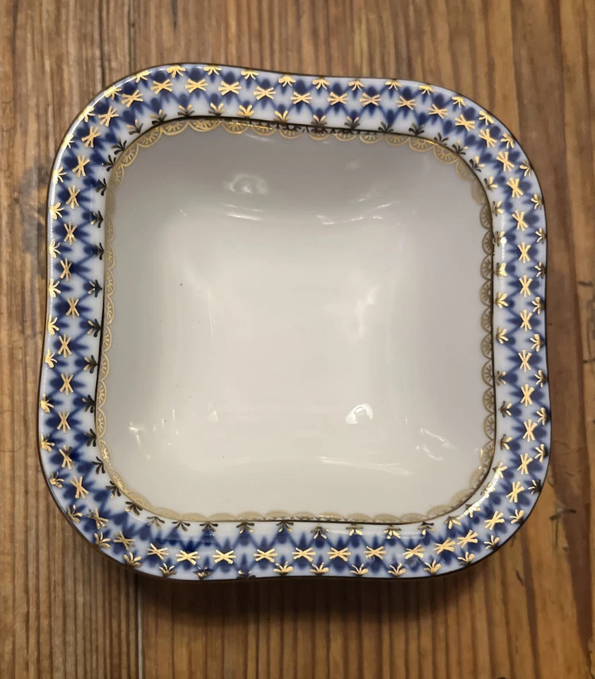 Cuenco de red de cobalto Lomonosov 4,5" W porcelana detalles de oro 22K 2002-2006 RUSIA Foto 3 de 4