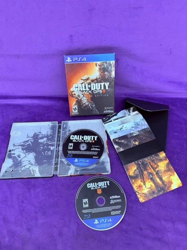 Call of Duty: Black Ops III Hardened Edition Steelbook + Cards(PS4) CIB  2 Discs