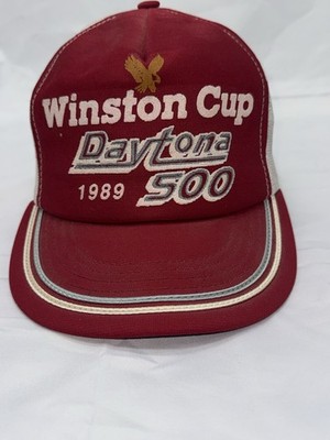 Vintage Daytona 500 Hat Cap Snap Back Mens Red NASCAR Racing Winston Cup 80s