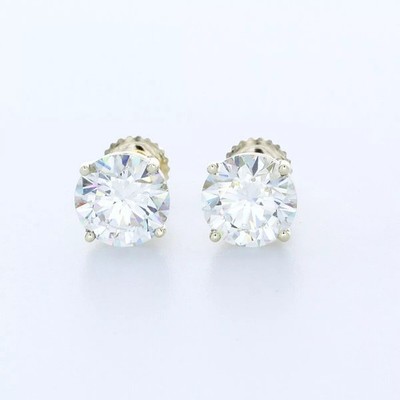 Ohrstecker klassisch massiv 14K Weißgold 3,99 ct rund natürlicher Diamant F VS2