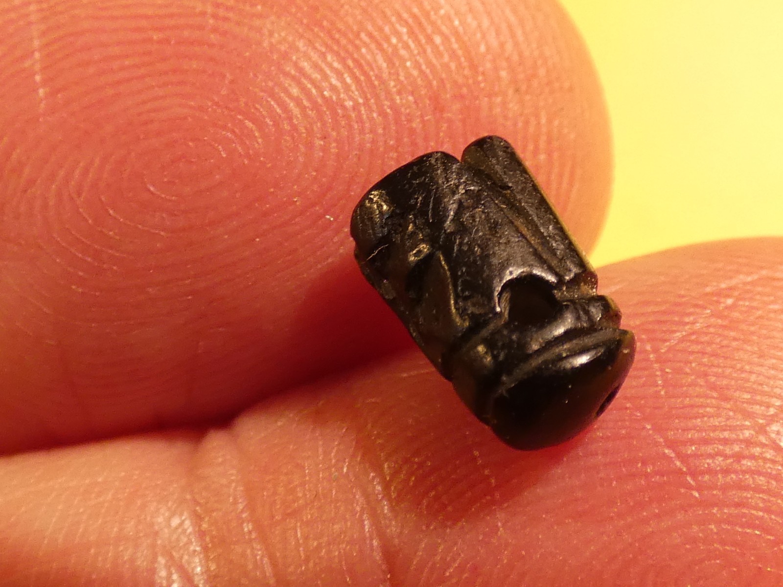 ANCIENT PYU LOTUS BLOSSOM 3 LOBED BLACKSTONE HEIRLOOM BEAD PENDANT 9.9-6.1  MM