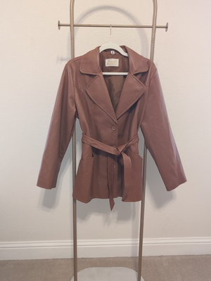 #ad 1970 Faux Leather Women#x27;s Jacket Size XL Tan Brown Fingerhut Vintage 70s $140.00